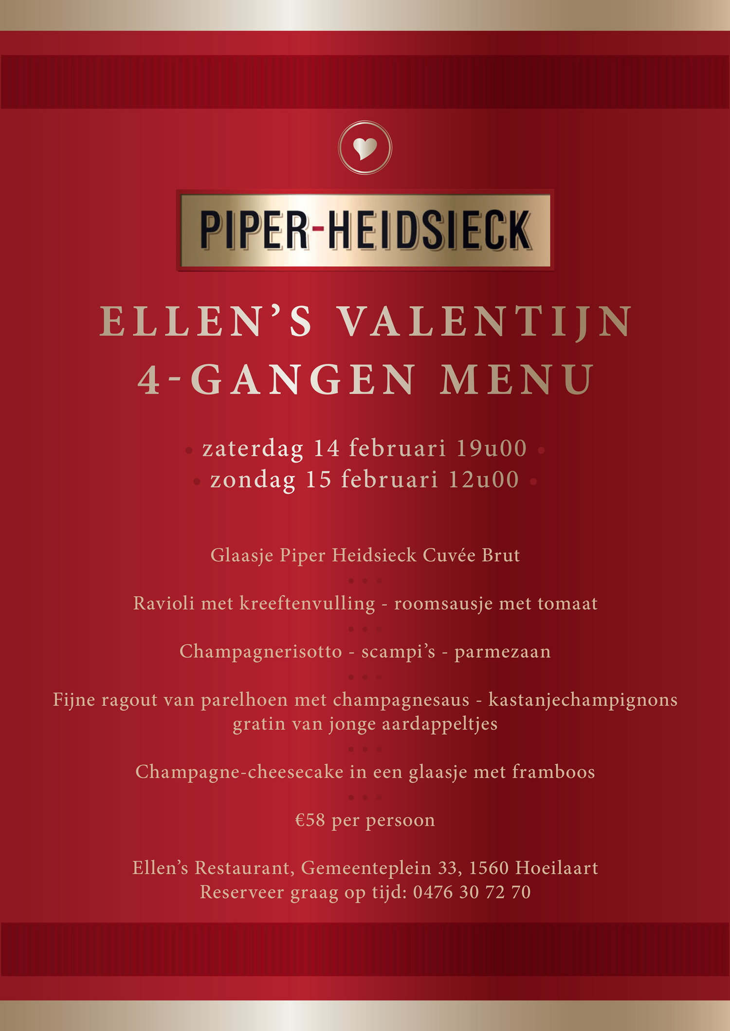 Ellen’s Valentijn 4-gangen menu